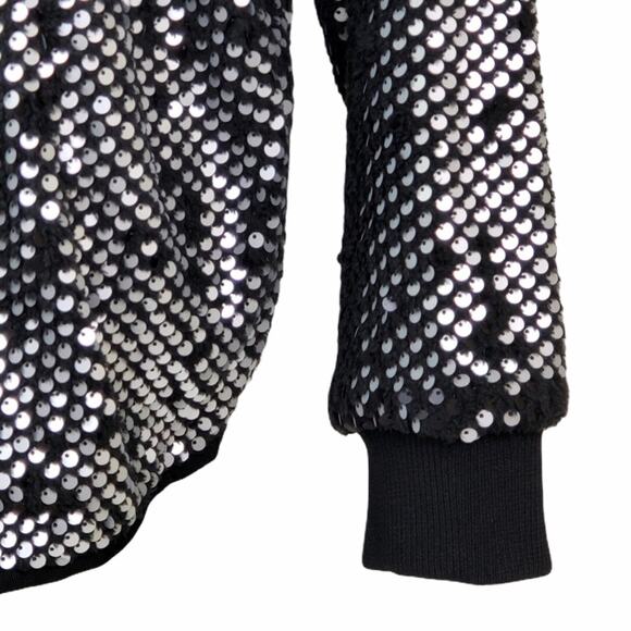 BLANKNYC Silver Sequin Bomber Jacket in Black Light NEW - Picture 9 of 15